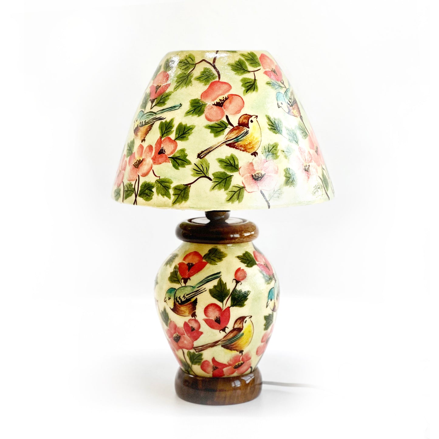 Blooming Bird Lampshade – Hand painted camel skin lamp