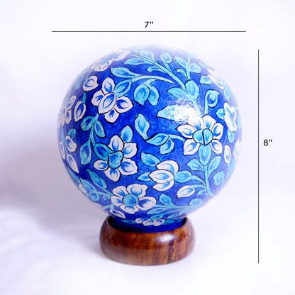 Blooming Blues Hand-Painted Camel Skin Lamp