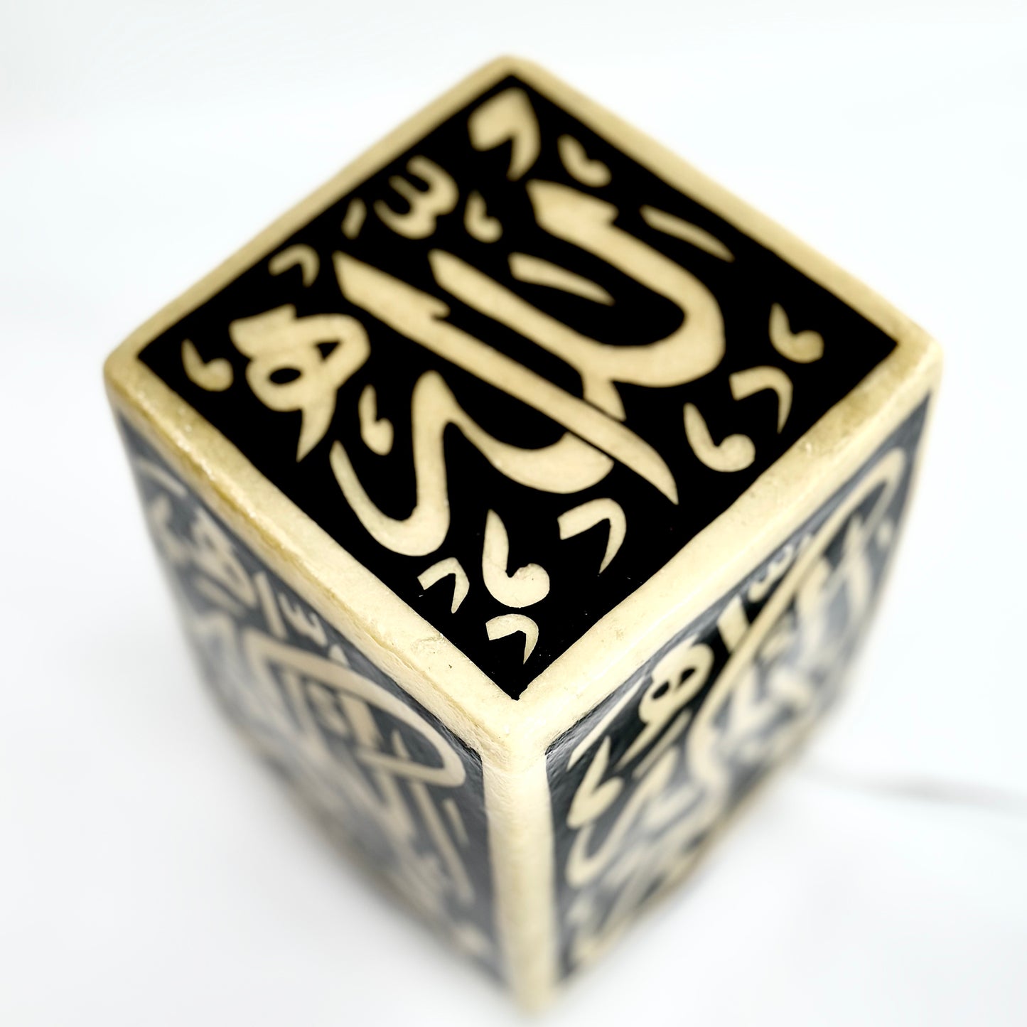 Cube of Enlightenment – Hand painted camel skin lamp