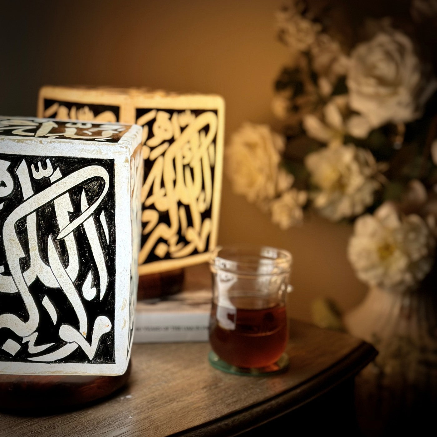 Cube of Enlightenment Hand-Painted Camel Skin Lamp