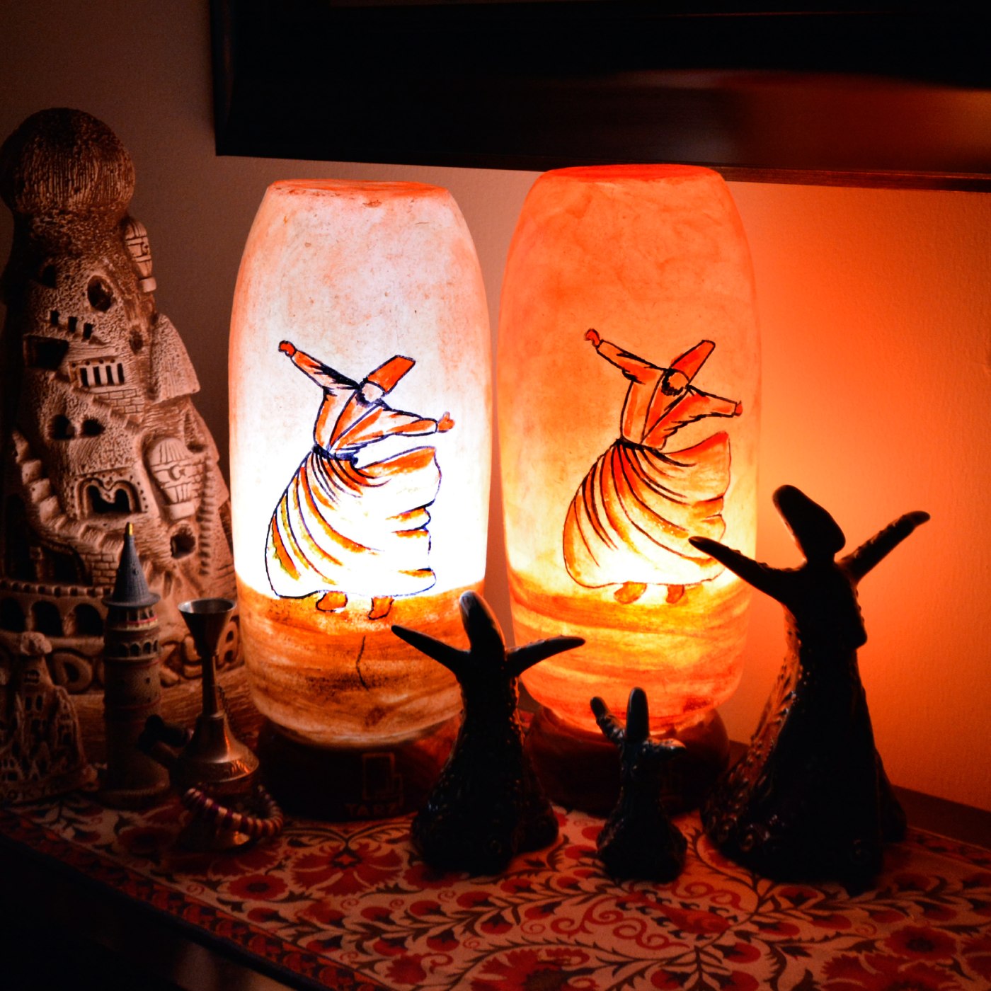 Darveshi Hand-Painted Camel Skin Lamp