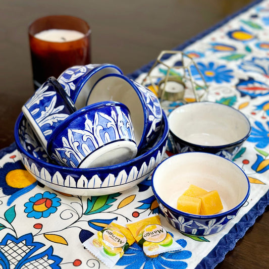 Multan Blue Pottery Soup Bowl Set