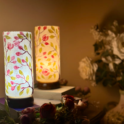 Autumn Breeze Cylinder – Hand painted camel skin lamp