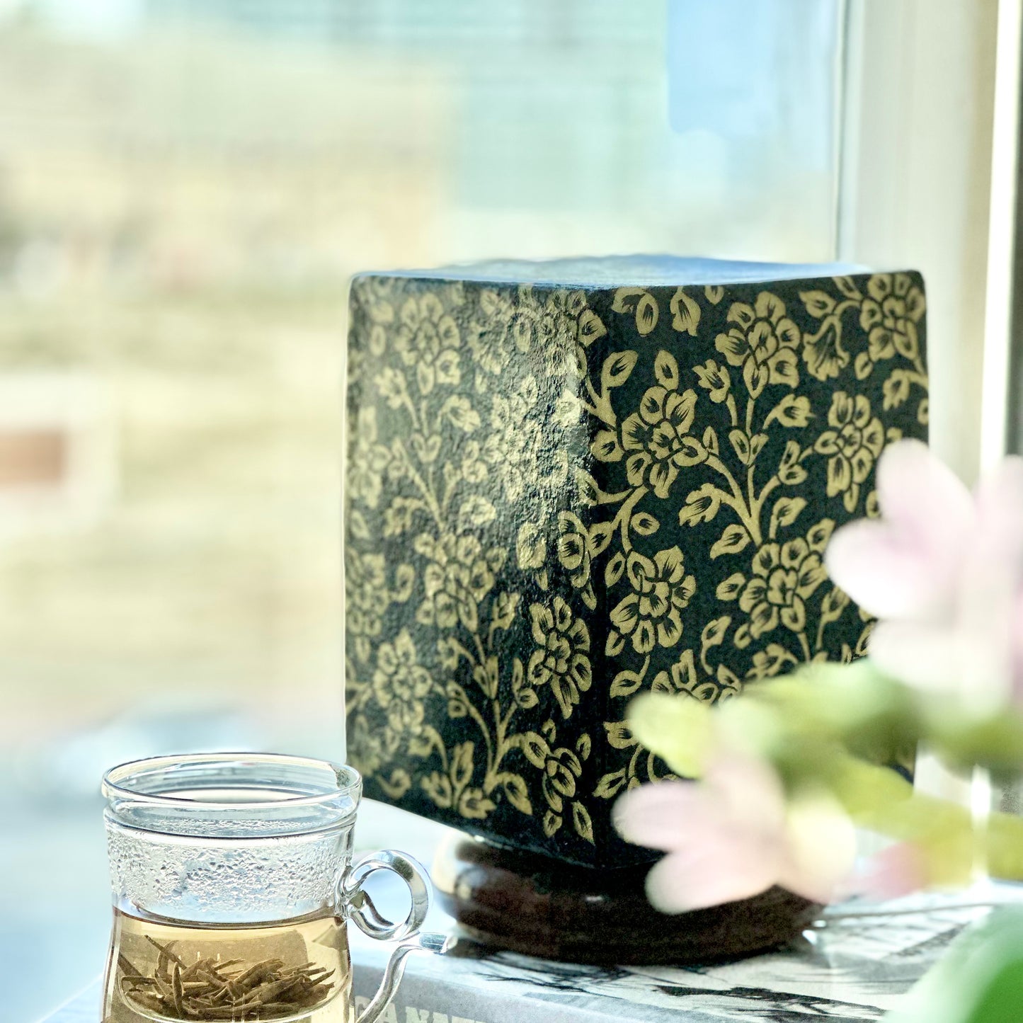 The Enchanted Black – Hand painted camel skin lamp