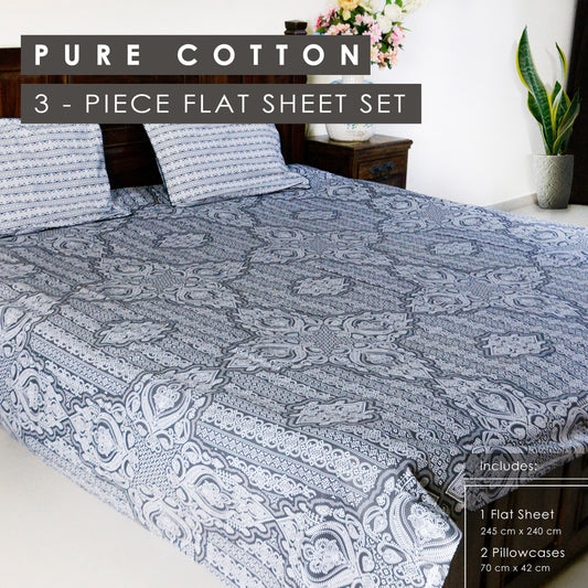 Contrast Bed Sheet With 2 Pillow Covers