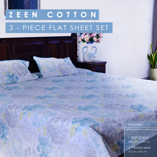 Mystic Blue Bed Sheet With 2 Pillow Covers